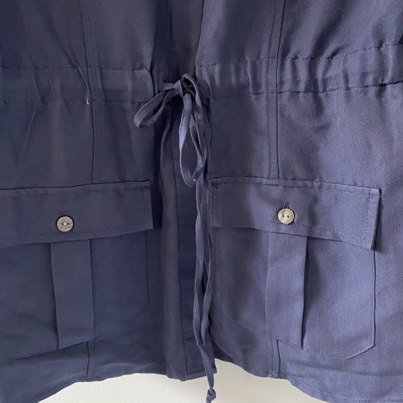 NY Collection Womens Utility Blue Top With Waist Tie Size M - Picture 5 of 5